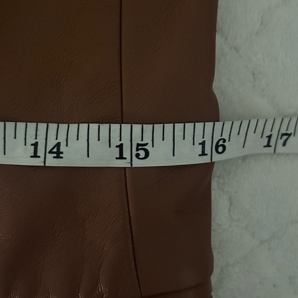 Loft Faux Leather Double Breasted Brown Blazer with Gold Buttons Size 0 NWOT - Picture 6 of 9